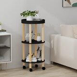 Kolica na 3 razine crni 38 x 38 x 82 cm od drva i borovine | shoptok.hr