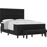 vidaXL postelja s škatlastim vzmetenjem z vzmetnico in klopjo črna 140x190 cm tkanina | Shoptok.si