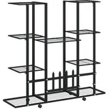  Stalak za cvijeće s kotačima 94,5x24,5x91,5 cm crni željezni | shoptok.hr