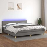  Box spring postelja z vzmetnico LED temno siva 200x200 cm blago, (20789705) Cene