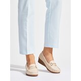 Shelvt Beige women's wedge loafers with gold decoration | Eponuda.ba