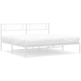 Maison Chic Kovinski Posteljni okvir - Dvoposteljna postelja - Zakonska postelja z vzglavjem bel 183x213 cm, (21693322) | Shoptok.si