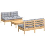  Vrtna sedežna garnitura 5-delna s sivimi blazinami borovina, (20971901) | Shoptok.si