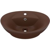 Maison Chic Razkošen Umivalnik - Kopalna umivalnik - Lavabo ovalen mat temno rjav 58,5x39 cm keramika, (21684767) Cene