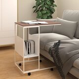 vidaXL Stranska mizica s kolesi bela 55x36x63,5 cm inženirski les Cene