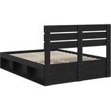  Krevetna konstrukcija Crna 160 x 200 cm Čvrsto borovo drvo | shoptok.hr