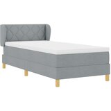 vidaXL Kremna postelja z vzmetnico 90x200 cm Svetlo siva 90 x 190 cm | Shoptok.si