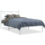 vidaXL Kovinski posteljni okvir z vzglavjem bel 100x200 cm, (21151935) | Shoptok.si
