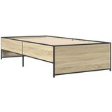 vidaXL Posteljni okvir sonoma hrast 100x200 cm inž. les in kovina, (21155917) Cene