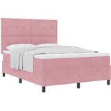  Posteljni okvir z vzmetnico roza 140x200 cm iz žameta, (22052407) | Shoptok.si