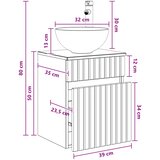  Umivaonik s policom za zid Crna 39 x 35 x 63 cm | shoptok.hr