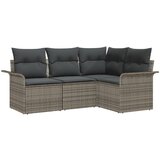 vidaXL 4 dijelni vrtni sofa set s jastučićima siva poliratan, 2-sjedna vrtna sofa s pohranom i jastučićima siva poliratan | shoptok.hr