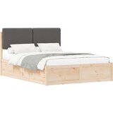  Krevetni okvir s tapiciranim uzglavljem Tamno siva 135 x 190 cm | shoptok.hr