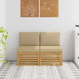  2 Komad Srednja sofa za van Čvrsto drvo akacije Bijela - Bijela i bež 2x srednja | shoptok.hr