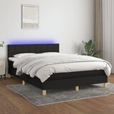 The Living Store Box spring postelja z vzmetnico LED črna 140x190 cm blago - Box Spring Postelja, (21516501) Cene