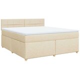 vidaXL Box spring postelja z vzmetnico krem 180x200 cm blago, (21306213) | Shoptok.si
