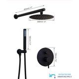  Crni podometni tuš sustav - dva izlaza | Crni tuš EYN BP1225<span> - </span>30 cm Cijene