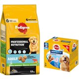 Pedigree Professional Nutrition Adult 12 kg + Dentastix 56 kosov po posebni ceni! - Adult z govedino in zelenjavo 12 kg + Multi pakiranje Dentastix (56 kosov) za velike pse (>25 kg) Cene