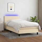 Maison Chic Box spring postelja - Vzmetna postelja z vzmetnico LED krem 80x200 cm blago SL14901, (21908470) | Shoptok.si