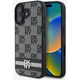 Dkny PU Leather Checkered Pattern and Stripe Zadní Kryt pro iPhone 16 Black Ovitek za telefon Vijolična | Shoptok.si