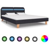  Posteljni okvir z LED osvetlitvijo temno sivo blago 180x200 cm Cene