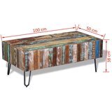  Klubska mizica iz trdnega predelanega lesa 100x50x38 cm | Shoptok.si