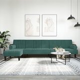 vidaXL Raztegljiv kavč L oblike temno zelen 260x140x70 cm žamet Cene