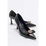 LuviShoes LIVENZA Women's Black Patent Leather Heeled Shoes Cene