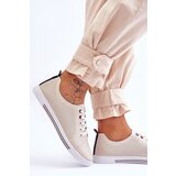 S. BARSKI Women's Beige Leather Cut-Out Sneakers S.Barski LR952 | shoptok.hr