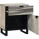 vidaXL Posteljne mize s predalom Bela in črna 50 x 33 x 60 cm | Shoptok.si