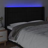  LED uzglavlje crno 203 x 16 x 118/128 cm od tkanine | Eponuda.ba