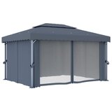  Sjenica sa zastorima i LED svjetlosnim trakama 4 x 3 m antracit | shoptok.hr