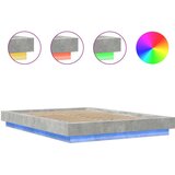  Posteljni okvir z LED lučkami betonsko siv 140x190 cm inž. les | Shoptok.si