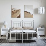  Metalni okvir kreveta uzglavlje i podnožje bijeli 150 x 200 cm | shoptok.hr