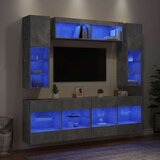  6-dijelni set zidnih TV ormarića s LED svjetlima boja betona | shoptok.hr