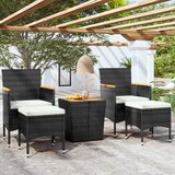 vidaXL 5-dijelni vrtni bistro set od poliratana i drva bagrema crni Cijene