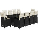 vidaXL 11-dijelni vrtni bistro set od poliratana s jastucima crni | shoptok.hr
