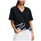Karl Lagerfeld Majice s kratkimi rokavi KARL SIGNATURE HEM V-NK TS Črna | Shoptok.si
