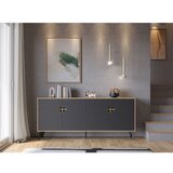 Marckeric Crna/u prirodnoj boji niska komoda u dekoru hrasta 185x79 cm Nola – | shoptok.hr