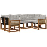  Set vanjskih sofa 6 pcs Prirodna i svjetlosiva | Shoptok.si
