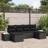 vidaXL 6-delni vrtni kavč set z blazinami črni poli ratan | Shoptok.si