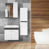 Skye_Decor Set kupatilskog ormarića sa umivaonikom i ogledalom, 3 dela, Beli u