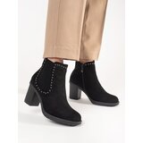 Shelvt Black suede ankle boots on a heel | shoptok.hr
