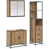 vidaXL Komplet pohištva za kopalnico s predalom 3 pcs artisan hrast | Shoptok.si