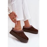 Boto Low Women's Snow Boots with Embroidery on Platform Chocolate Narirya | Shoptok.si