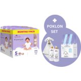 Violeta Pelene Premium Monthly 5, 144 komada + Poklon set (Šampon, Kupka i Igračkica za decu)