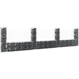vidaXL Gabionska košara U-oblika s 4 stupa 380 x 20 x 100 cm željezna | shoptok.hr