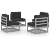 The Living Store Vrtna sedežna garnitura 4-delna z blazinami trdna borovina - Vrtna Sedežna Garnitura, (21422172) | Shoptok.si