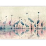  Foto tapeta - Birds by the lake - herons painted in watercolour in delicate grey and pink colours 294x210 Samoljepljiva | shoptok.hr