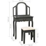 vidaXL Toaletni stolić sa stolcem sivi 65x36x128 cm paulovnija i MDF | shoptok.hr